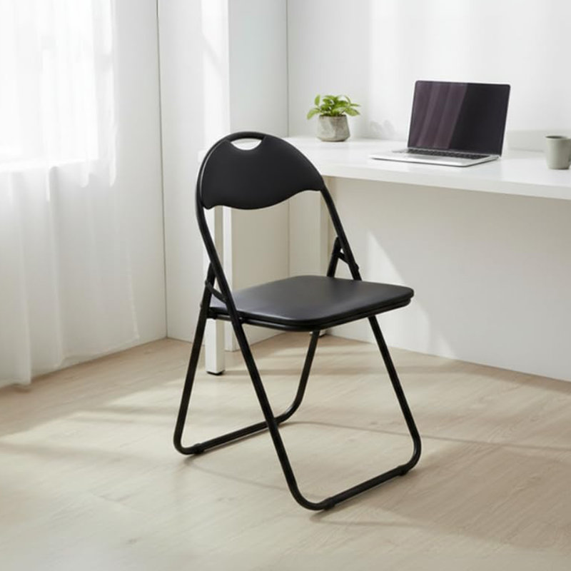 Faux leather Office Chairs - Steel Frame folding Chair, Black