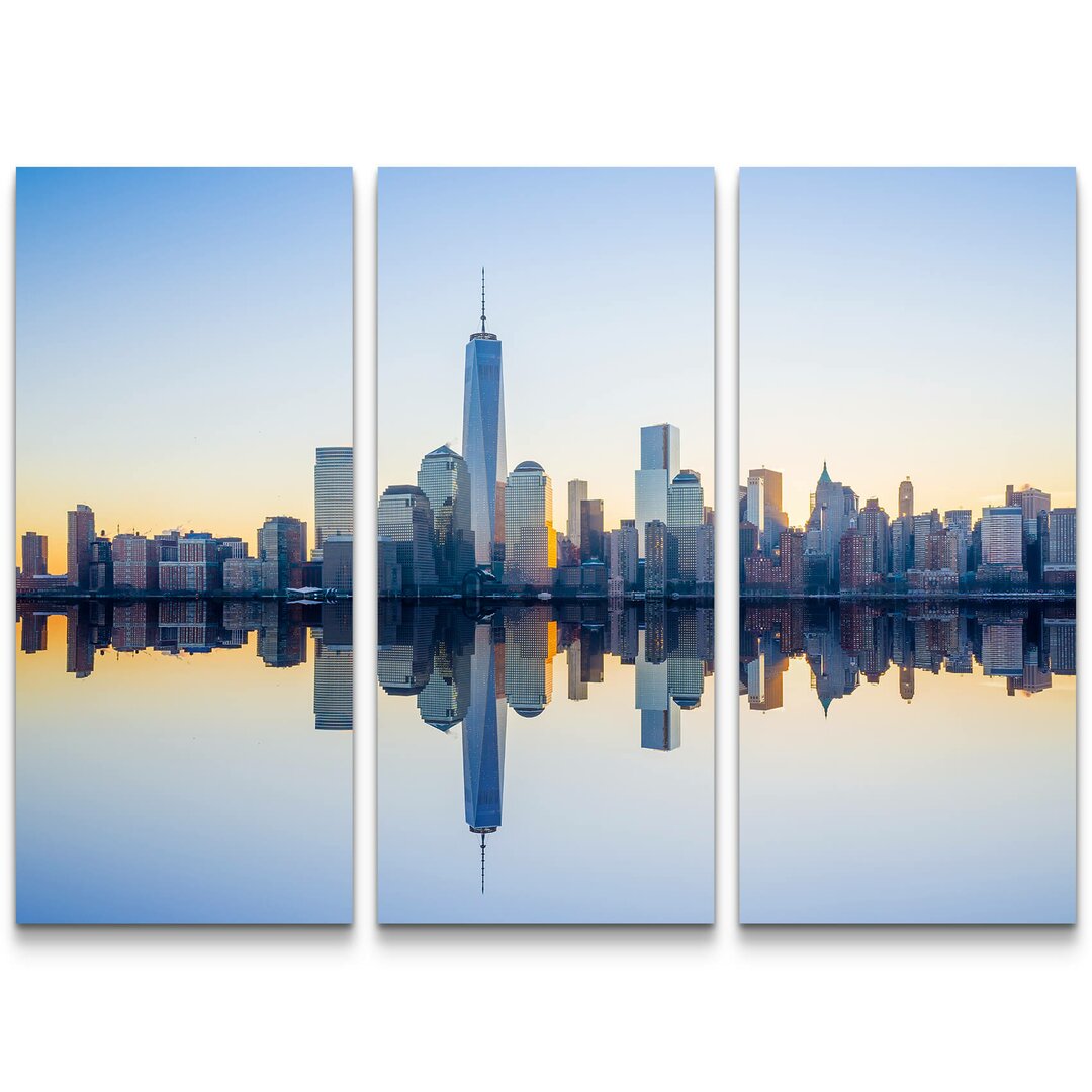 3-tlg. Leinwandbilder-Set New Yorker Skyline Abend