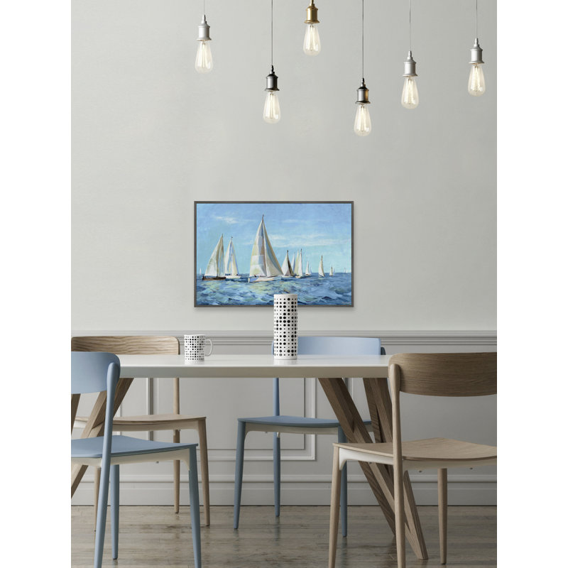 «Dreams Set Sail», peinture sur toile à cadre flottant, H 12 po x l 18 po