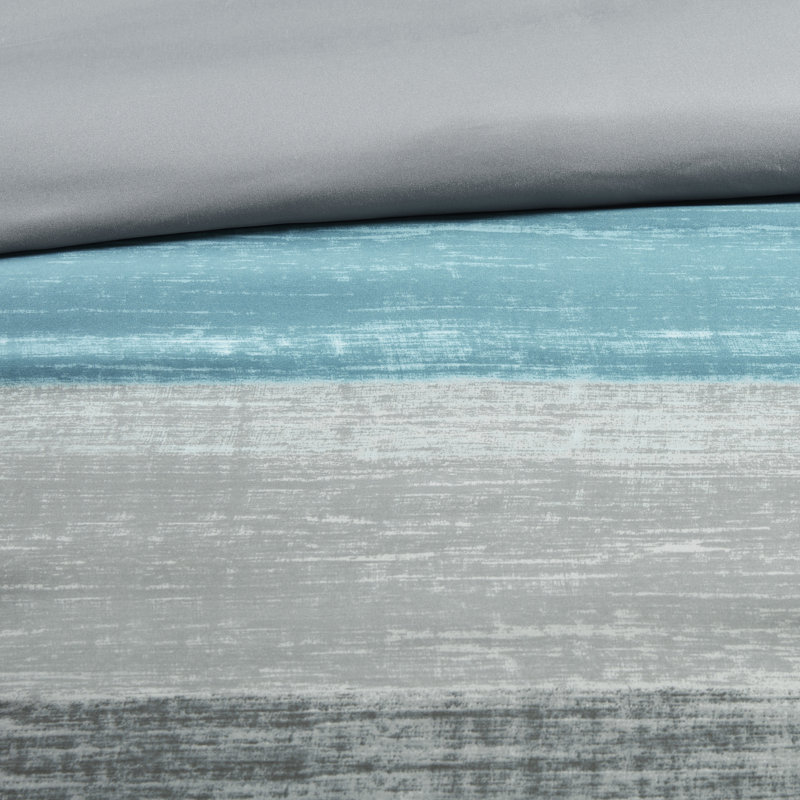 Aqua and Gray Queen Microfiber Bed in a Bag Set
