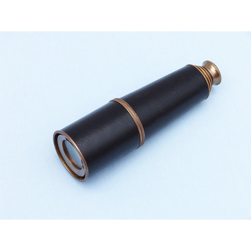 Spyglass en cuir deluxe class Admiral's, Cuivre antique avec boîtier en bois de rose