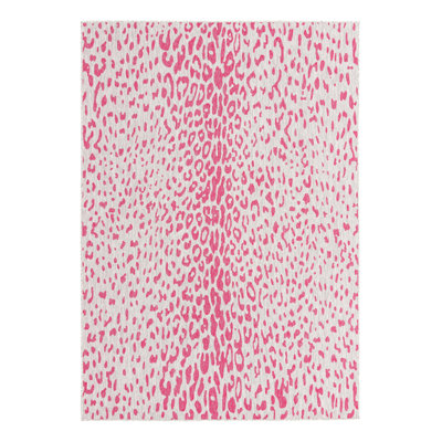 Tapis de safari d'extérieur rose et gris