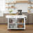 White 49.1-Inch Mobile Kitchen Island Trolley With Folding Tabletop, Drawer Storage, Rubberwood Countertop, Removable Towel Rack And Spice Rack.