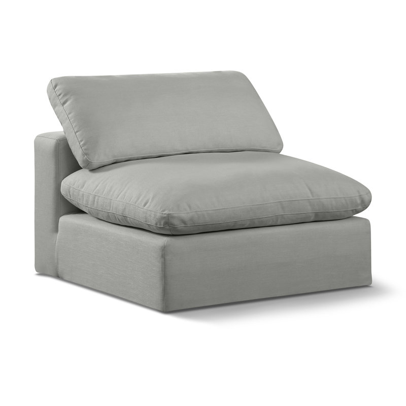 Chaise sans accoudoirs en tissu texturé Hrissonka, Tissu gris texturé en lin