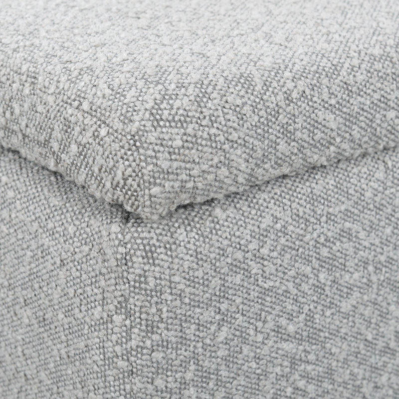 Becka Square Boucle Storage Ottoman, Gray Boucle