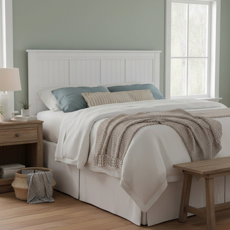 Wilton Window Pane Panel Headboard, King, White