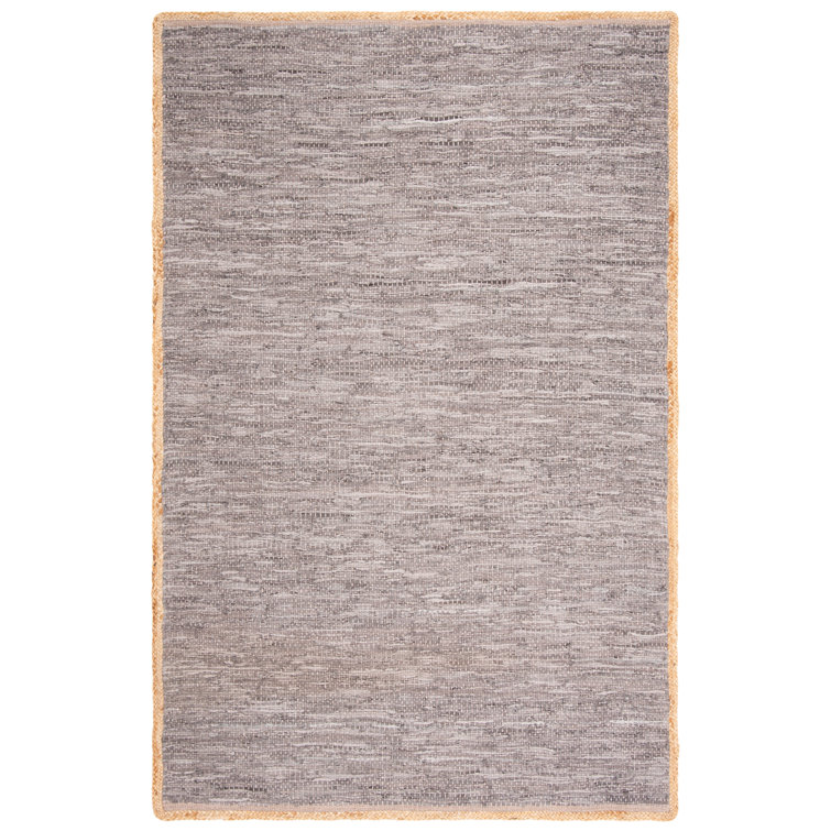 Zeitler Hand Woven Cotton Solid Color Rug in Light Grey/Natural