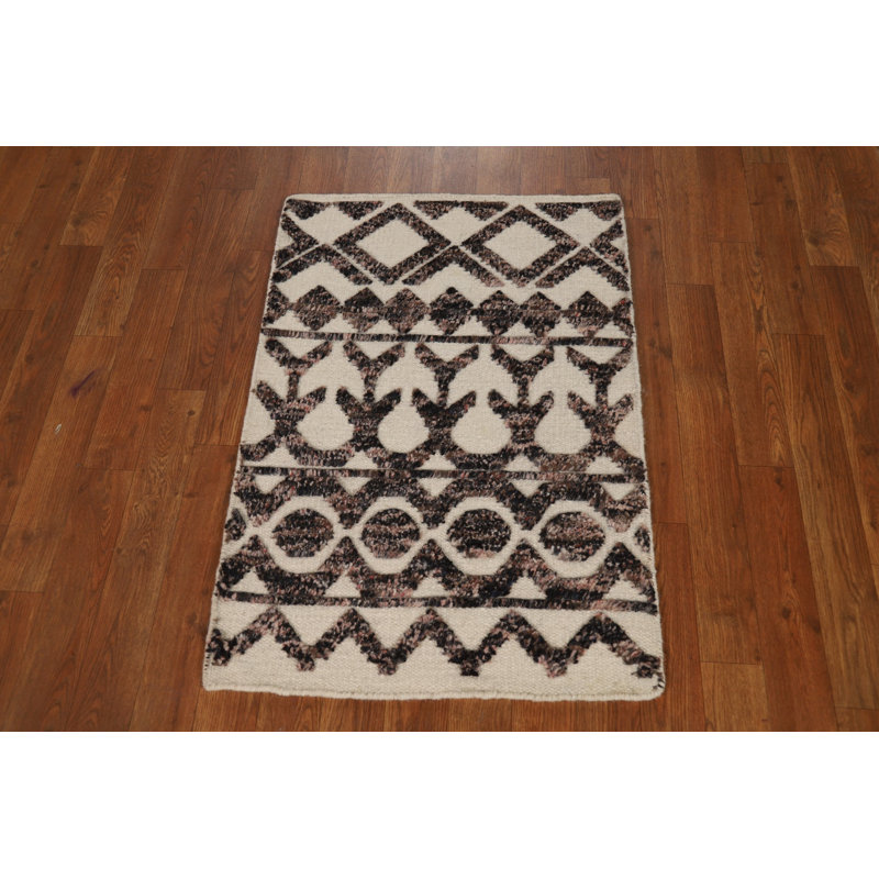 Tapis indien géométrique en laine à motif géométrique 2x3