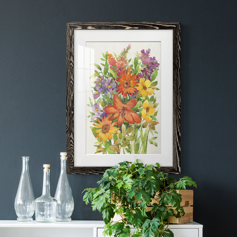 Floral Mix I - peinture encadrée, Cadre noir, H 24 po x l 20 po x P 1 po