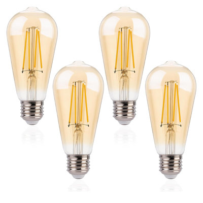 ST19 E26 LED Light Bulbs, 40W Equivalent, 2200K Soft White, Amber Bulbs