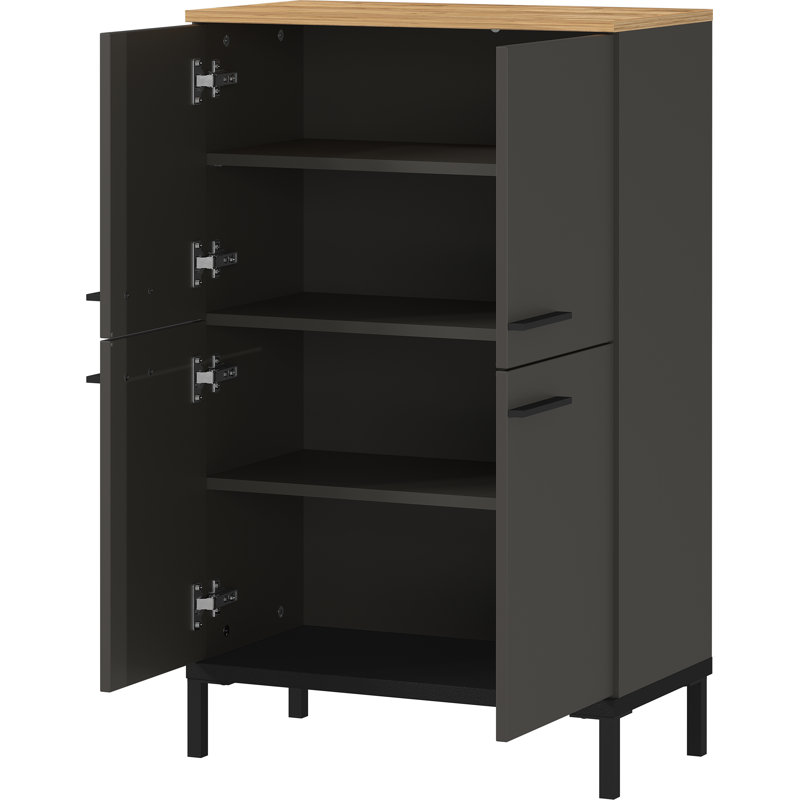 Yonkers  Plastic Free-Standing Bathroom Cabinet, Graphite / Oak