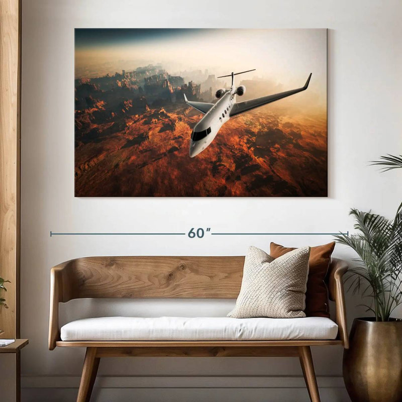 Jet privé Mehar au-dessus d'un canyon, H 34 po x l 51 po