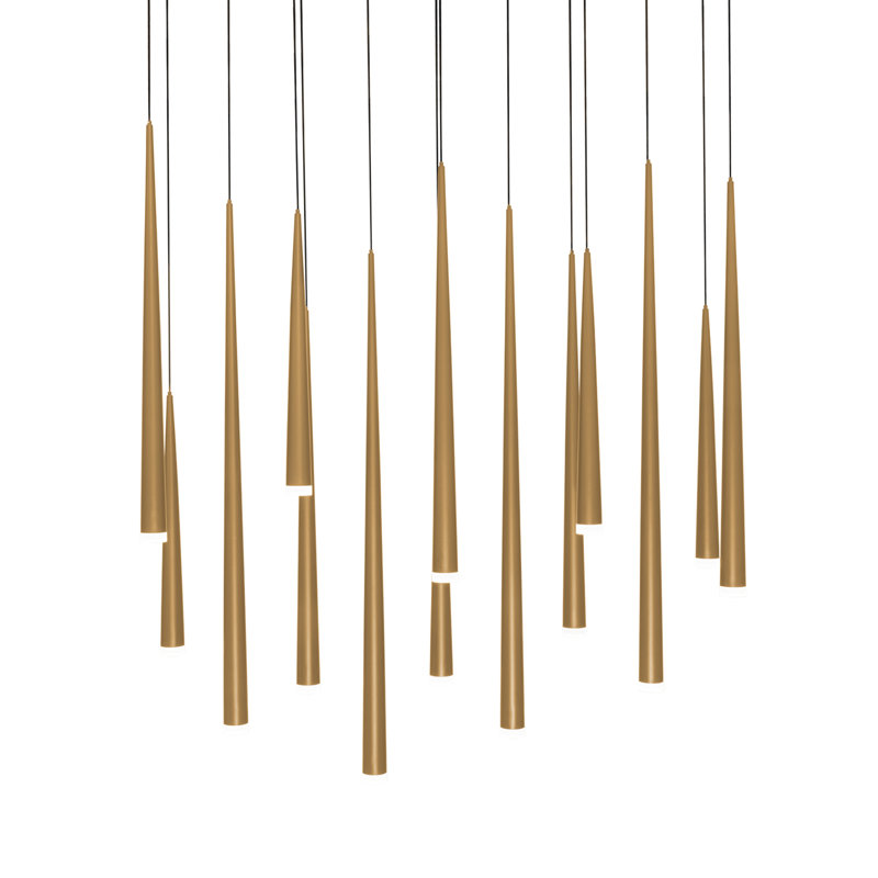Cascade 14 - Light LED Pendant, Aged Brass