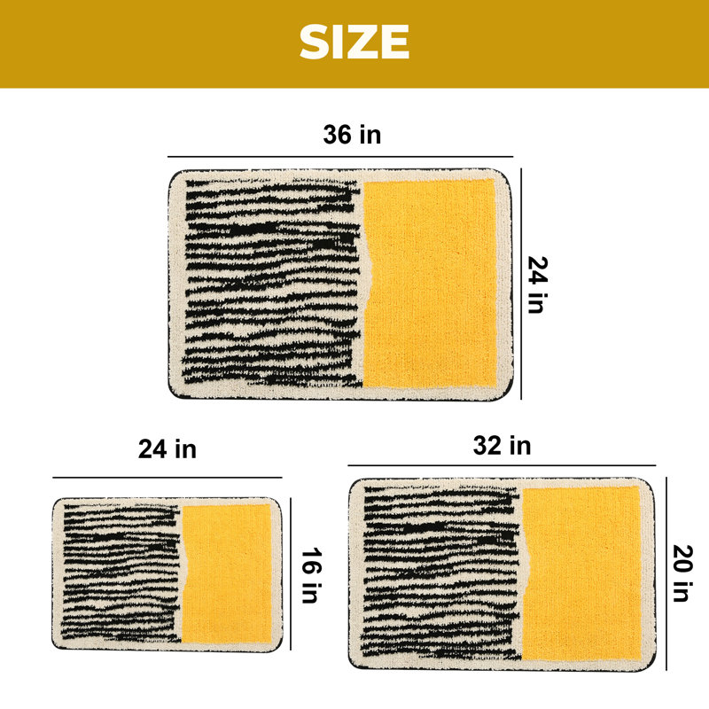 Soft and Microfiber Bathroom Rugs Mats, Non-Slip Absorbent Bath Rug Machine Washable, Single - 32" L x 20" W