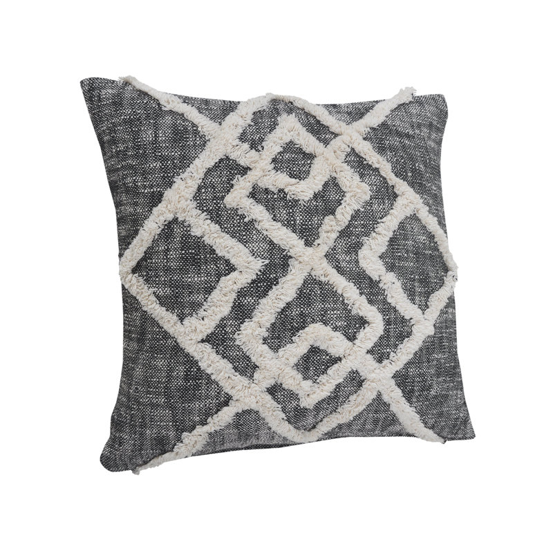 Housse de coussin décoratif 100% coton touffeté à motif géométrique Modern, Housse de coussin seulement - sans coussin