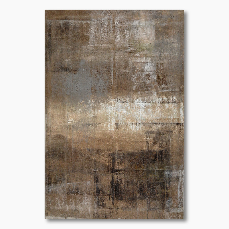 «Brown rencontre le gris», art abstrait moderne et contemporain sur toile, H 32 po x l 16 po, Toile tendue, Sans cadre