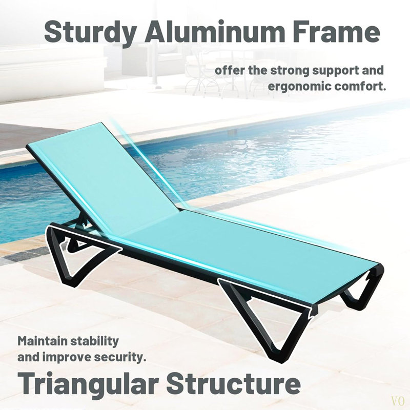 Méridienne d'extérieur, méridienne en aluminium et plastique 2 pièces avec dossier réglable à 5 positions et roulettes, fauteuil inclinable pour l'extérieur, la plage, la cour et la piscine