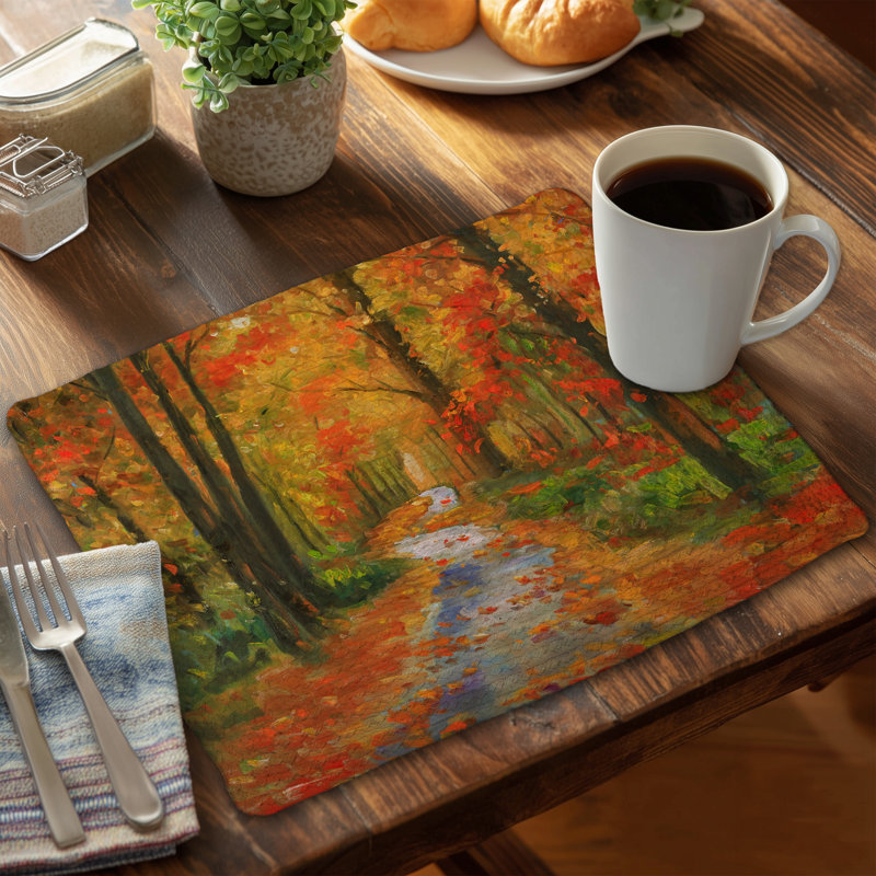 Autumn Trail Braided Polyester Placemat | Trees Home Decor