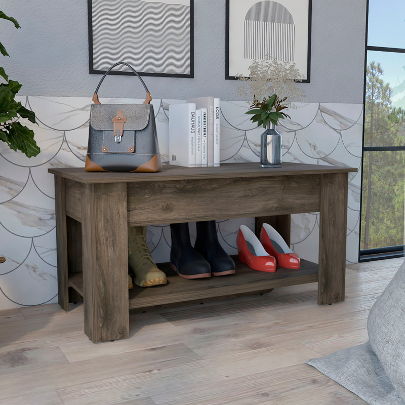 Table de rangement, quatre pieds, tablette inférieure, Brun