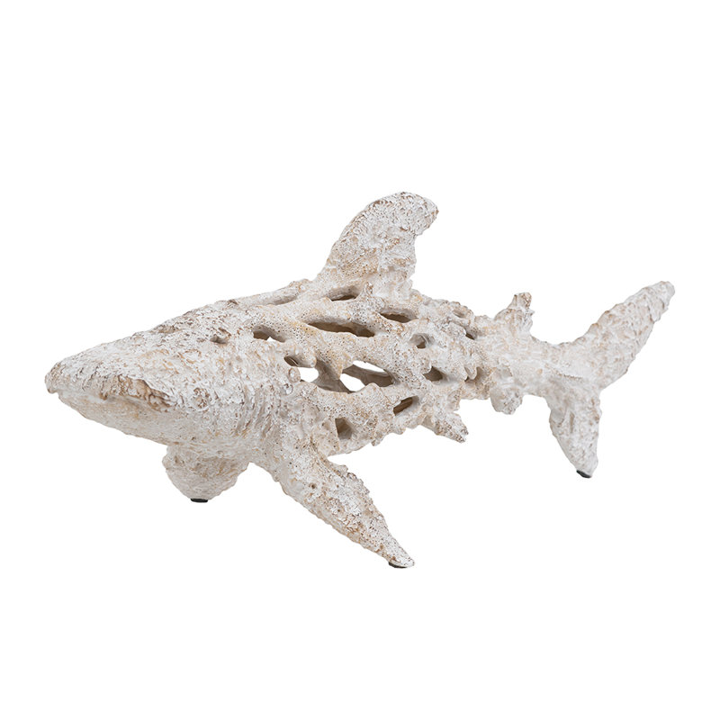 Coral Look Shark  19.5" x 7.5" x 7.5"  White