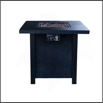 Foyer de table d'extérieur au gaz propane de 25 po de hauteur - procédé de sculpture résistant aux températures élevées de 50 000 BTU pour des matériaux écologiques avec l'effet du grain de tissage du rotin