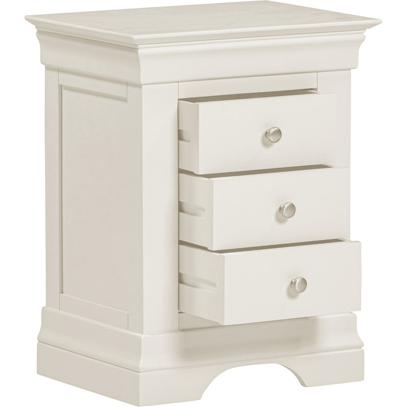 Adaleya 3 Drawer Bedside Chest, Ivory