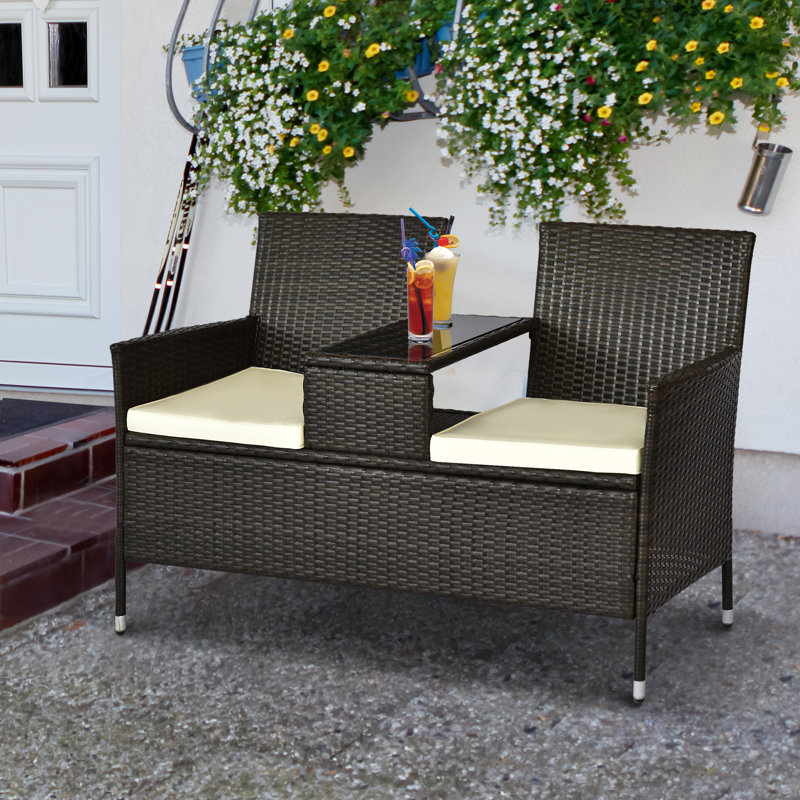 Causeuse en rotin 2 places Vandervoort, Brun, Brun