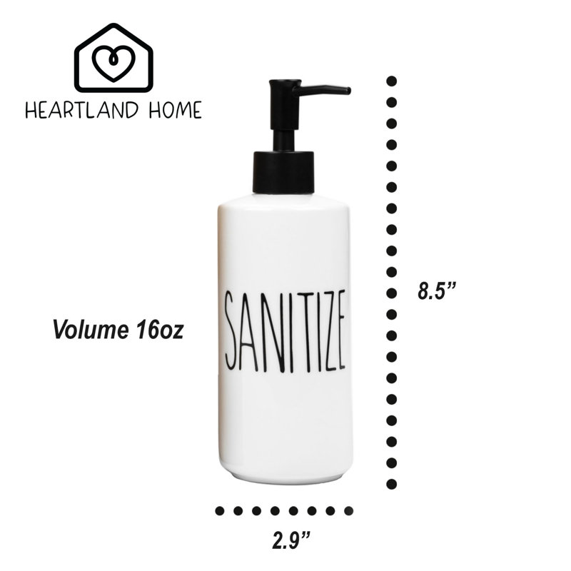 Porcelain Hand Sanitizer Dispenser Bottle – 16oz Refillable Pump