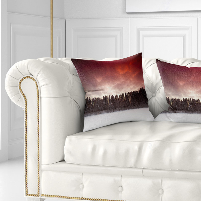Coussin photographique Coucher de soleil sur un lac gelé, 18" x 18", Coussin décoratif