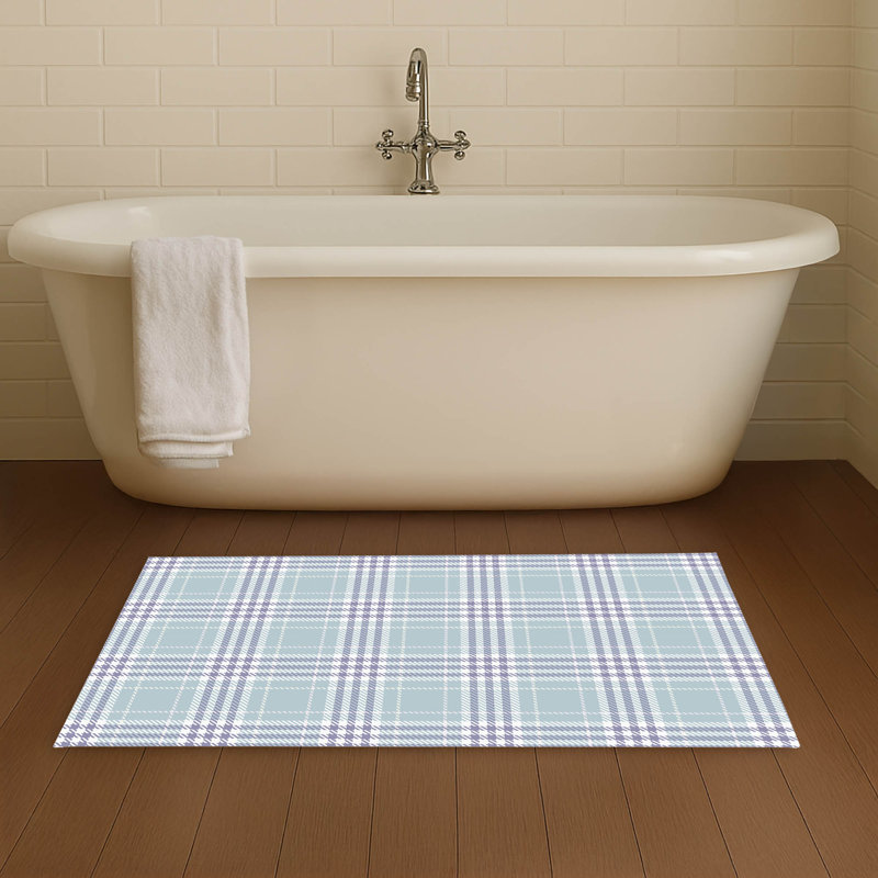 Christopher Plaid Non-Skid Bath Mat, Single - 24" L x 17" W, Blue/Purple