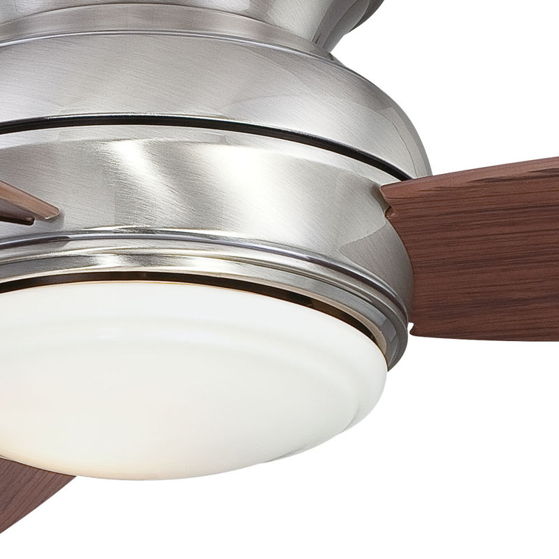 44" Pewter Flushmount Ceiling Fan with Dark Maple Blades and LED Light