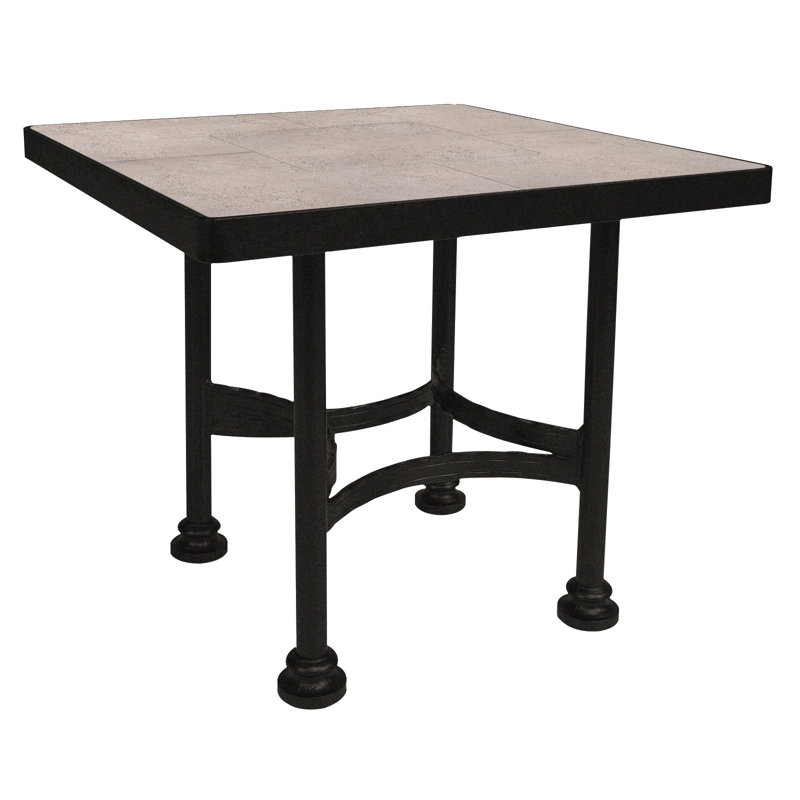 Classico Outdoor Square Side Table, Summit Gray, Carbon Black