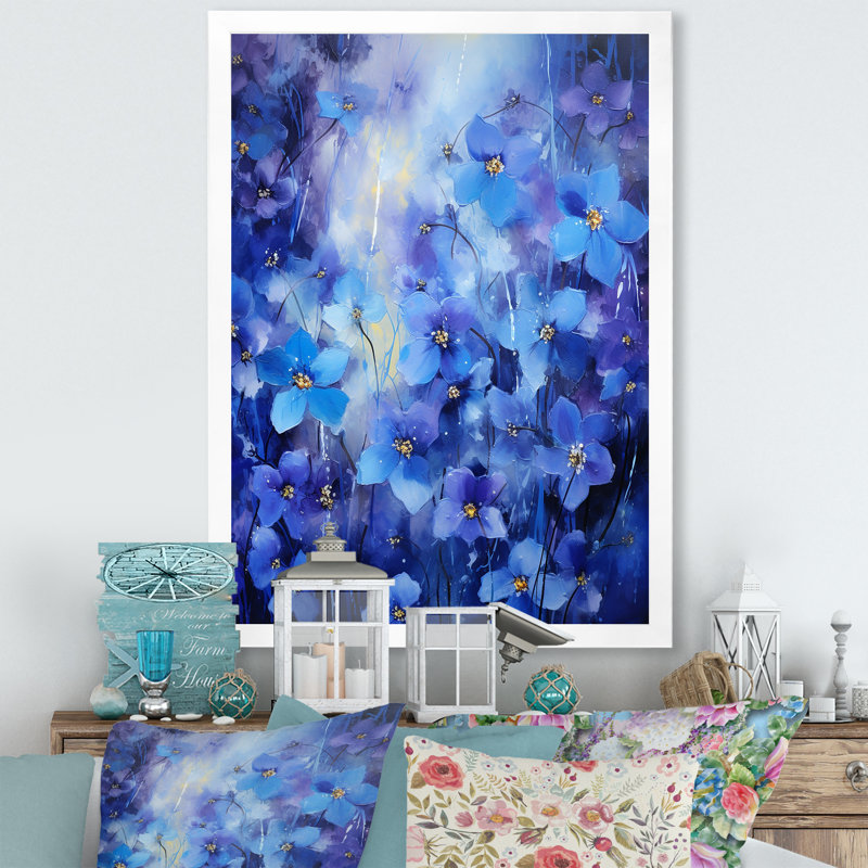 «Violets Verse», reproduction sur toile, Cadre simple blanc, H 44 po x l 34 po x P 1,5 po