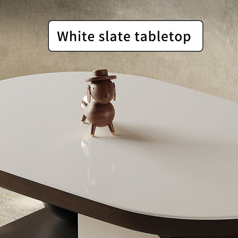 Table basse ovale avec rangement en ardoise, H 16,14 po x L 43,3 po x l 27,55 po