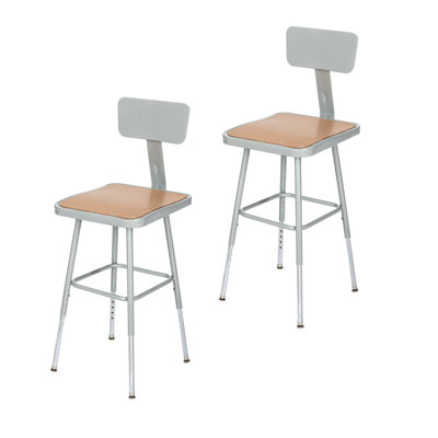 Backed Adjustable Height Industrial Stool with Footrest