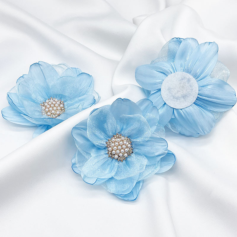 Adorable ensemble de 6 embrasses à rideaux avec fleurs Begonia, Bleu