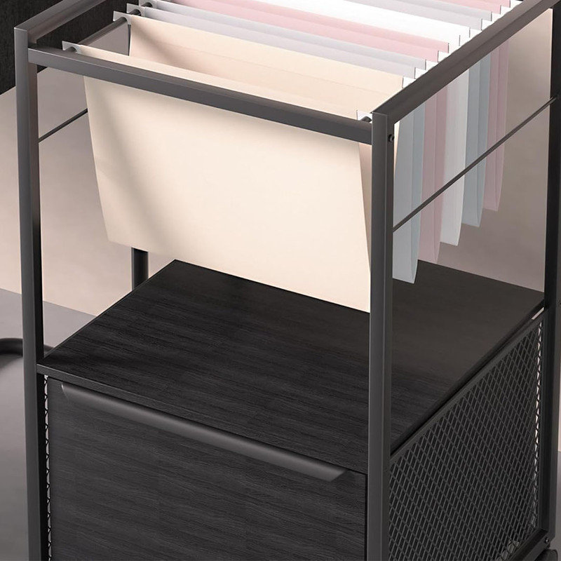 Multifunctional Mobile File Organizer with Hanging Files&Folders, Vertical Filing Cabinet for Home and Office, Matte Black