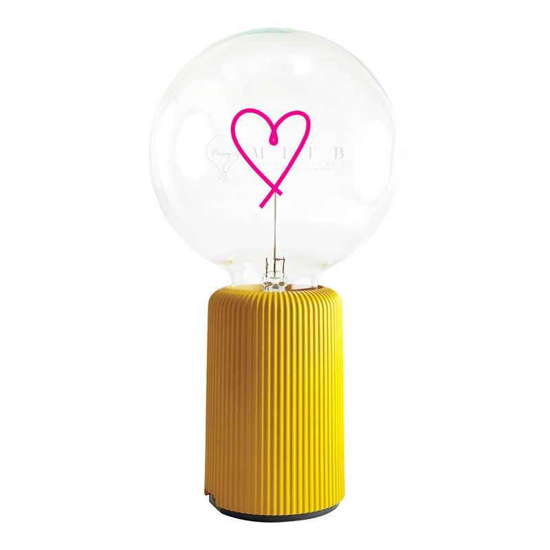 Ampoule HEART rouge avec base Lampe de table PORTABLE Pop Nomad, Jaune, H 19 po x l 4,92 po x P 13 po