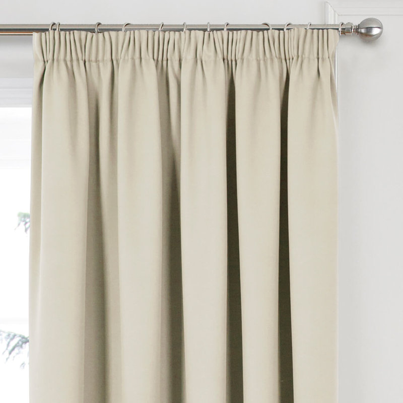 Khaidyn Pencil Pleat Room Darkening Curtain, Natural, 229 W x 229 D cm