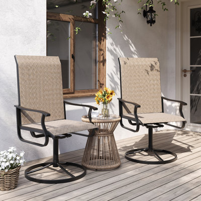 2-Piece Outdoor Swivel Patio Dining Chairs