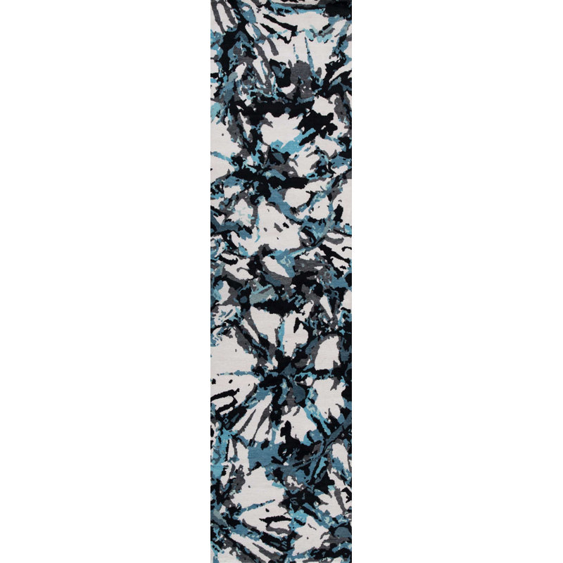 Contemporary Wool Abstract Area Rug, Runner 3' x 7'