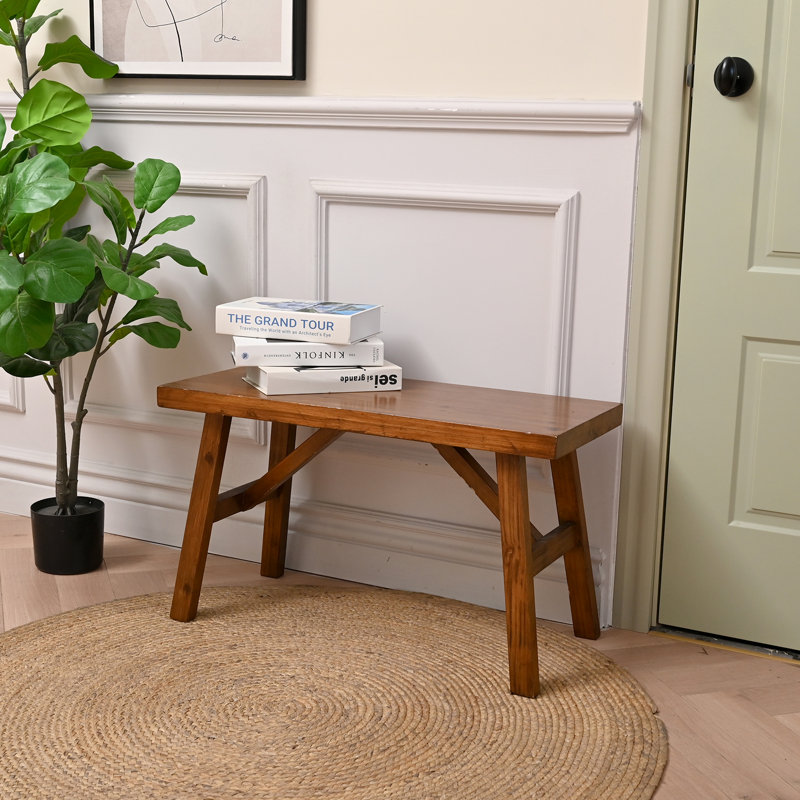 Handcrafted Solid Wood Bench, 30" - Farmhouse-Style Entryway Seating for Living & Dining Room, Rustic Design, Natural Finish