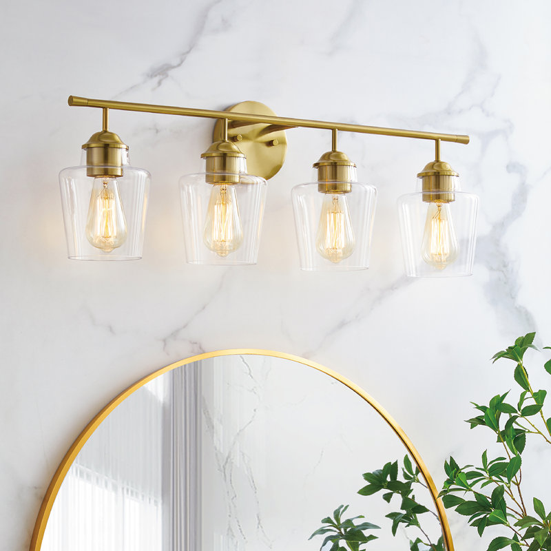 Atish 4 - Light Dimmable Vanity Light, Antique Brass, 4 Lights, 10.5" H x 30.25" W x 7" D