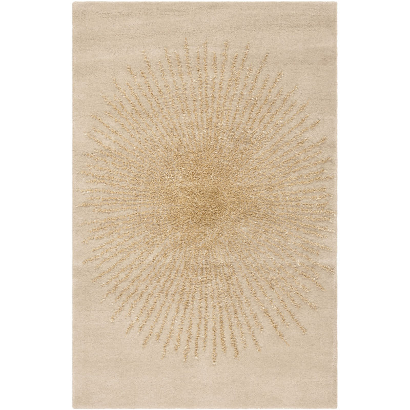 Tapis beige / beige en laine touffeté à la main Amier, Rectangle 3 pi x 5 pi