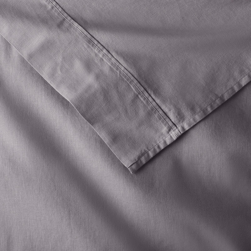 Jeffen Linen Blend Sheet Set, Queen Sheet Set + 1 Fitted Sheet + 2 Pillowcases, Charcoal