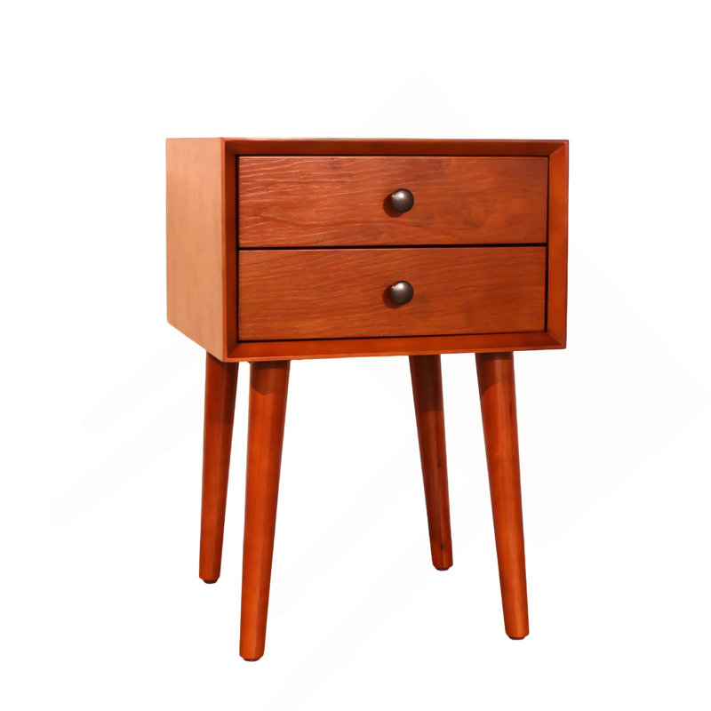 Table de chevet avec 2 tiroirs, petite table d'appoint avec rangement, Seadrifte, Rouge