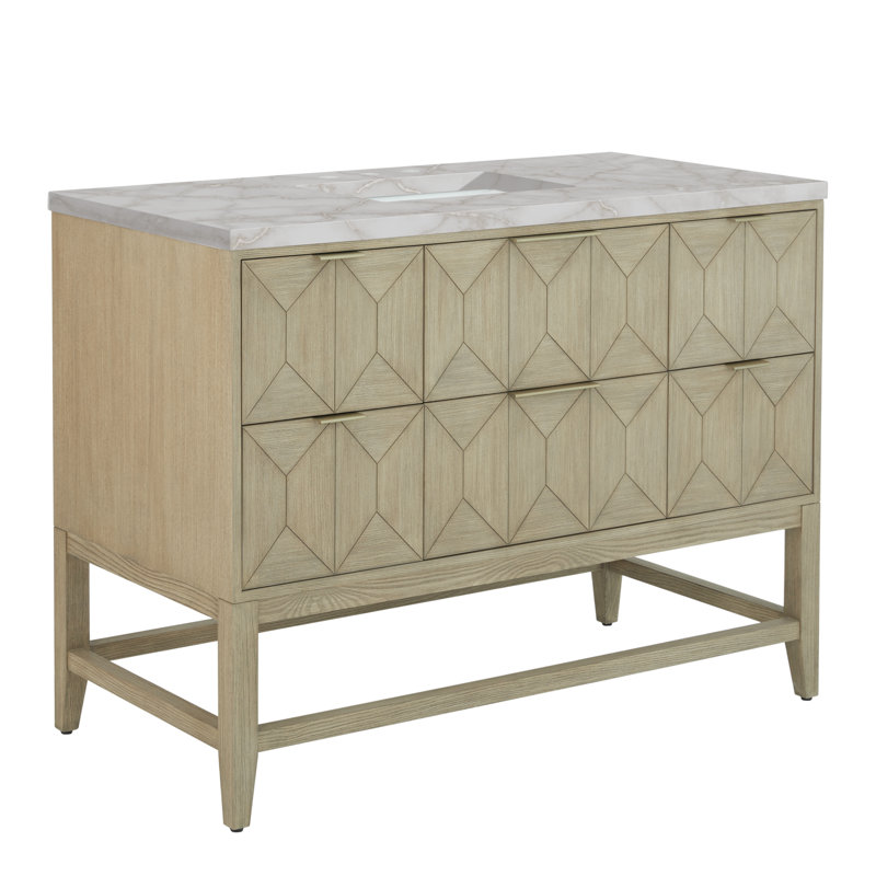 Emmeline 48'' Single Bathroom Vanity with Top, Victorian Silver Silestone, 8" Widespread