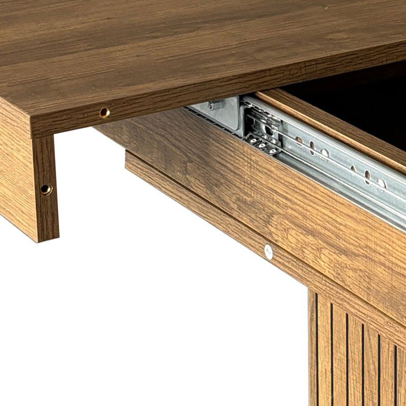 63.02~78.77 Inches Wide Wood Rectangular Extendable Dining Table kitchen Table Storage Pedestal Table