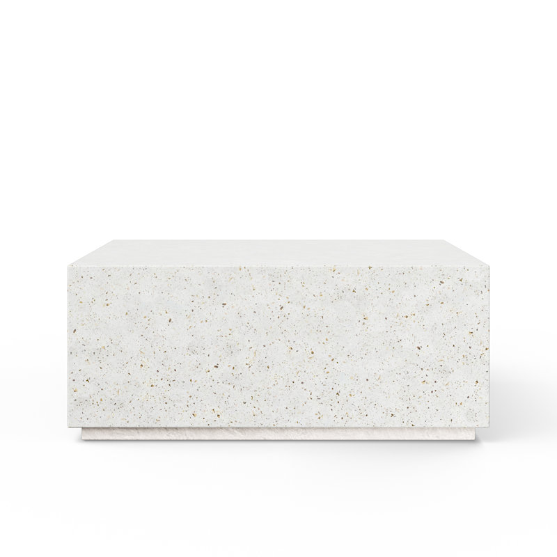 Kareen Square Coffee Table, 16.5" H x 47.25" W x 47.25" D, Ivory Terrazzo