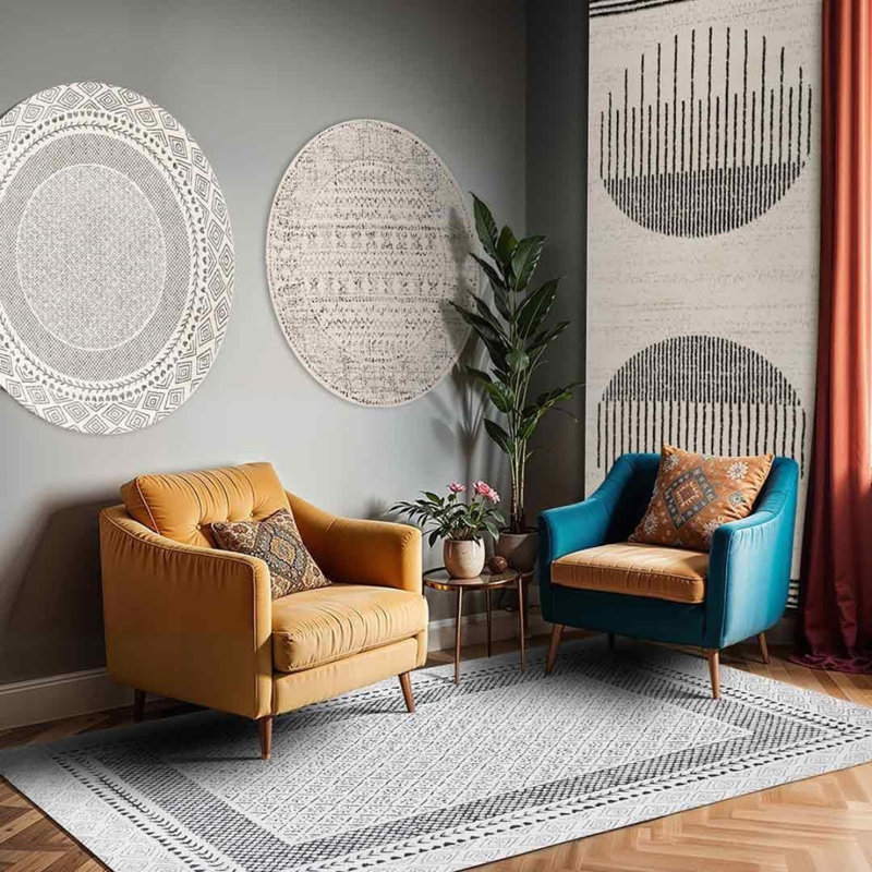 Geometric Machine Tufted 80cm X 220cm Area Rug